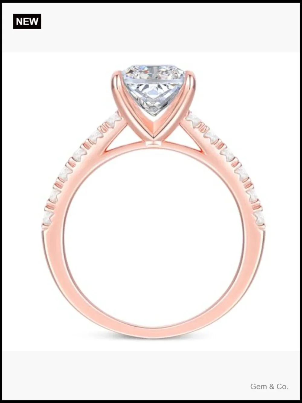 14K Gold 4ct Radiant Cut Moissanite Engagement Ring Size 8